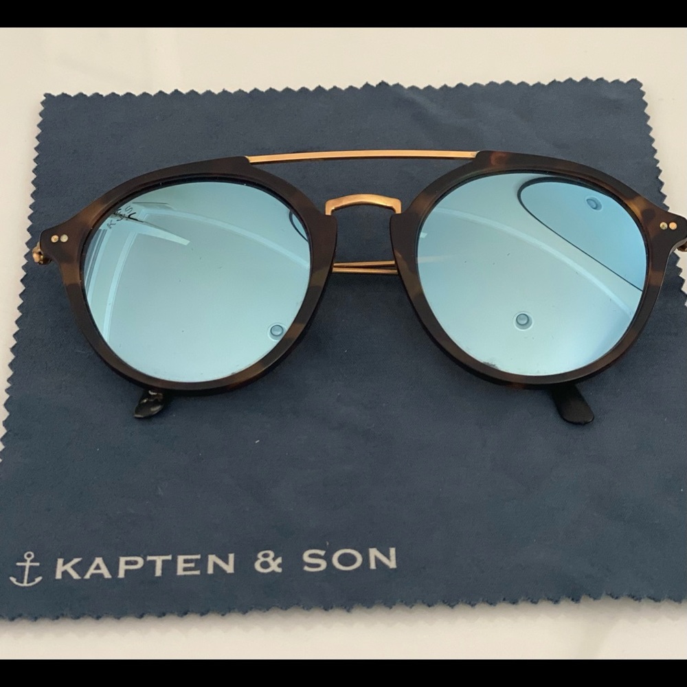 Kapten & Son Blue Mirror Brow Tortoise Sunglasses
